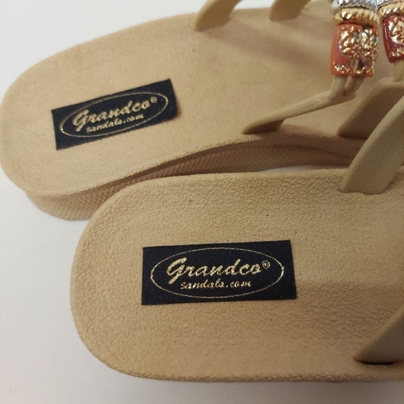 Grandco Sandals Slide Bling Color Beads Boho Dressy Flip Flops Beach Pool Sz 6 - Picture 8 of 10